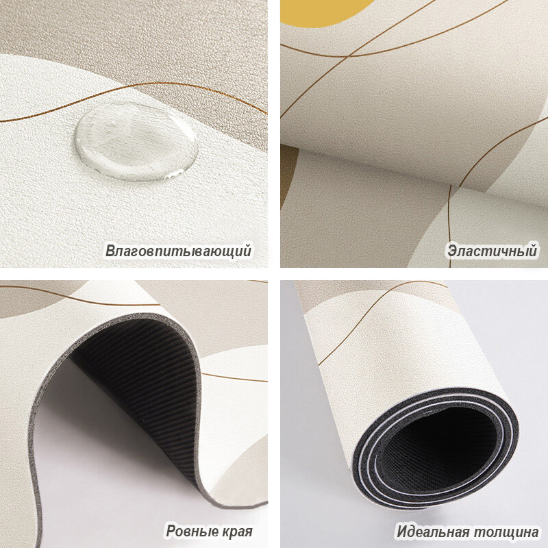 Коврик для посуды DORIVIK, ПВХ, фигурный, серо-бежевый, влаговпитывающий, 40x50 см — фото 1