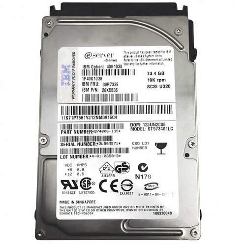 Жесткий диск IBM 40K1038 734Gb U320SCSI 25 HDD 1163000₽