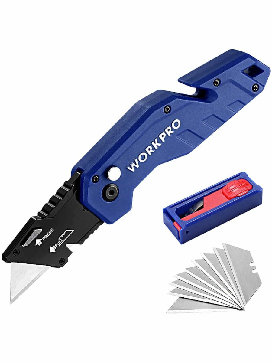 фото Нож складной быстросменный WORKPRO (10 лезвий) WP211008
