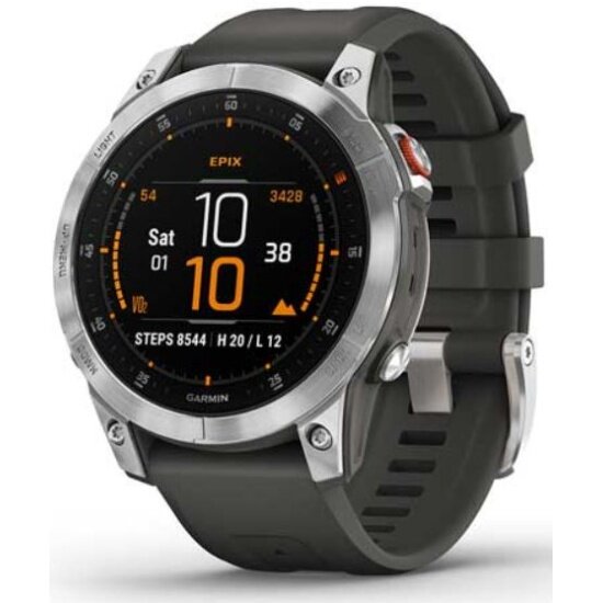 Спортивные часы Garmin EPIX Pro (Gen 2) серый стальной с серым силиконовым ремешком