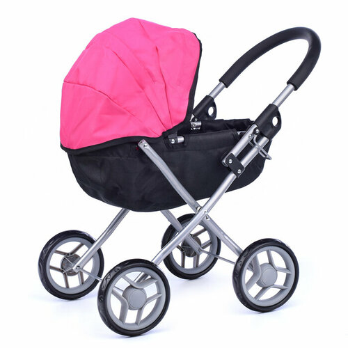 коляска для кукол металлическая складная прогулочная с капюшоном цвет розовый Коляска для кукол 9325A, металлическая складная, прогулочная, с капюшоном, цвет фуксия с черным
