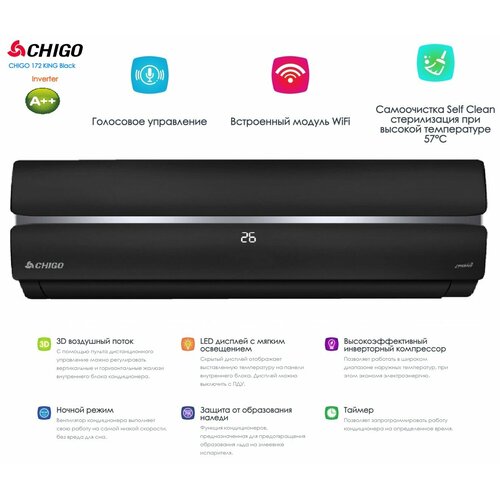 фото Инверторные сплит-системы chigo cs-25v3a-1c172/black