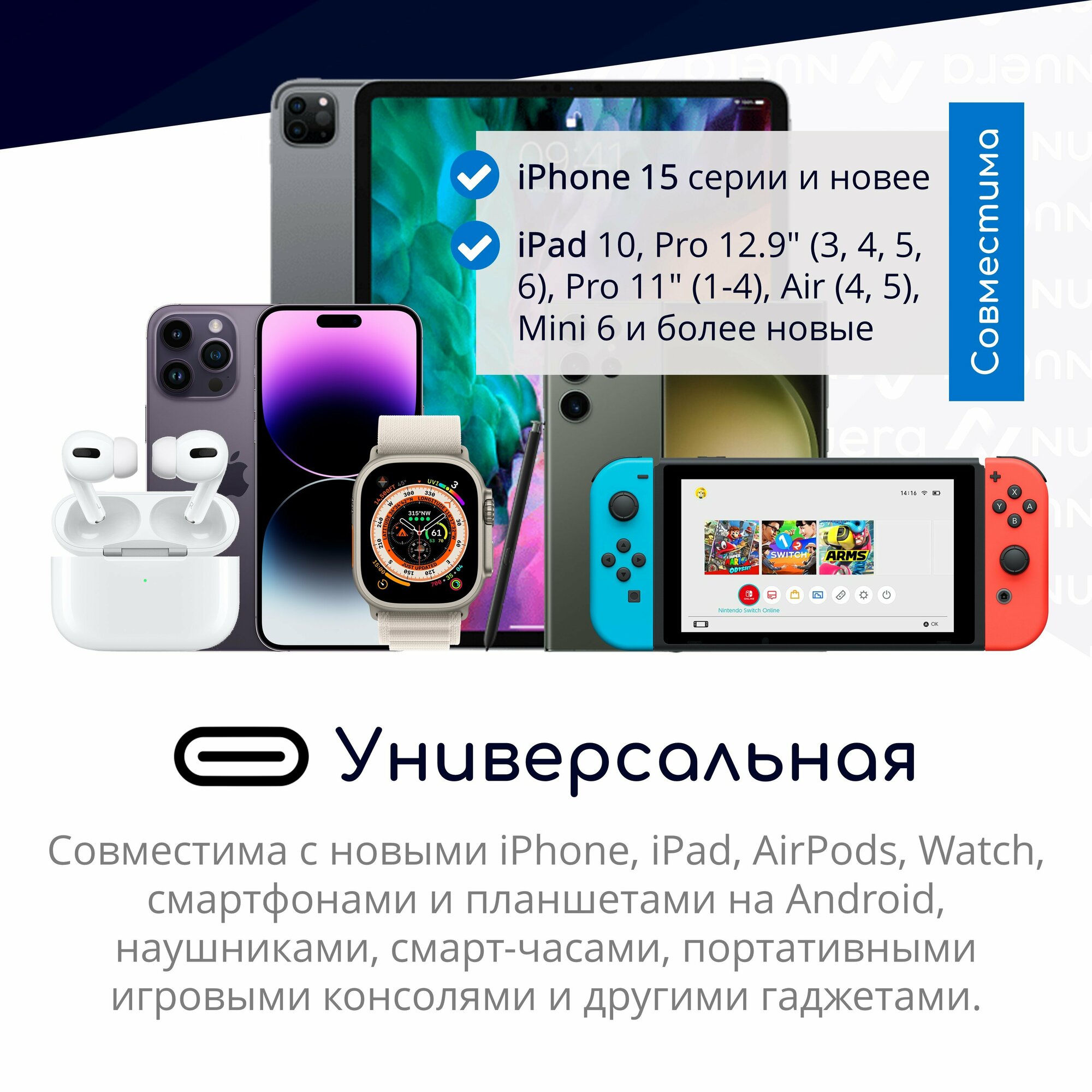 Быстрая зарядка Type-C для iPhone iPad 25 Вт / Совместима с Android / Original drop