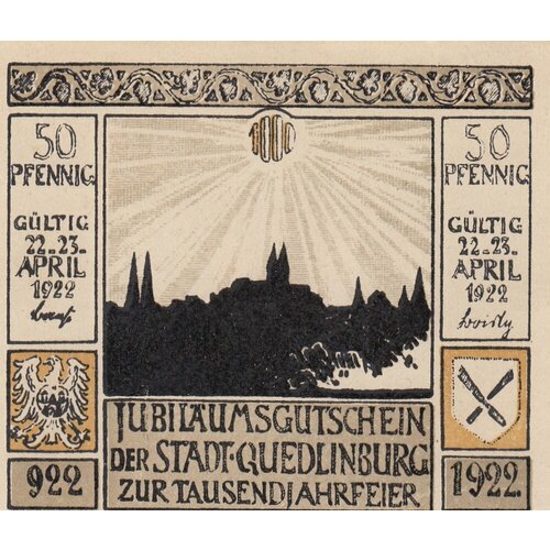 Германия (Веймарская Республика) Кведлинбург 50 пфеннигов 1922 г. (№3)