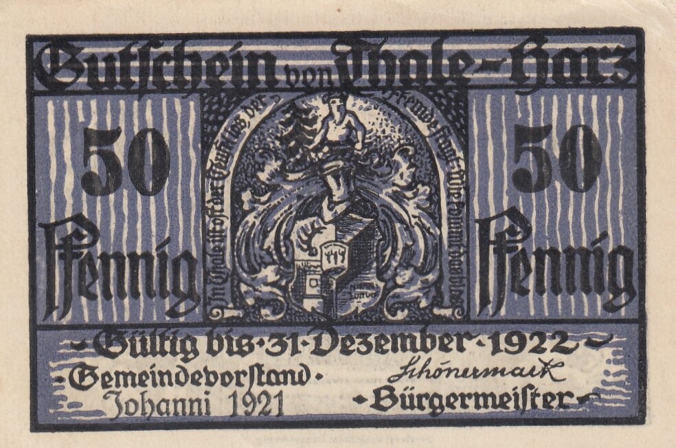 Германия (Веймарская Республика) Тале-ам-Гарц 50 пфеннигов 1921 г. (№1) (2)