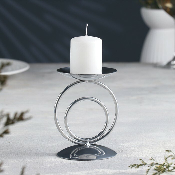 Подсвечник металл на 1 свечу Закат, 11 х 8,3 см, серый - фотография № 5