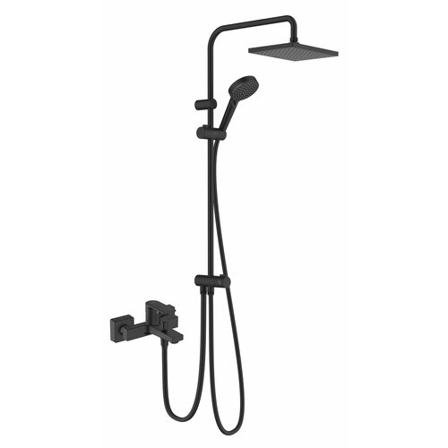 Душевая система для ванны Hansgrohe Vernis Shape Black Showerpipe 230 1jet Reno, черный матовый (26282670) душевая система hansgrohe vernis shape showerpipe 26282670 230 1jet reno матовый черный