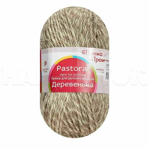 Пряжа Деревенька Троицк 100г, 170м, Нитки для вязания, 100% овечья шерсть, цвет 0621 меланж, 7 шт