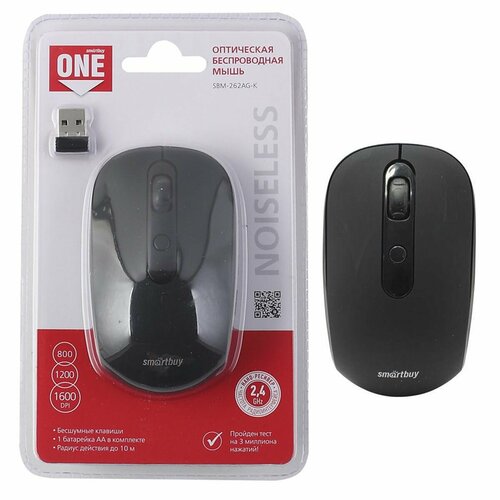 Манипулятор мышь Smartbuy ONE 262AG черная бесшумная беспроводная 102900₽