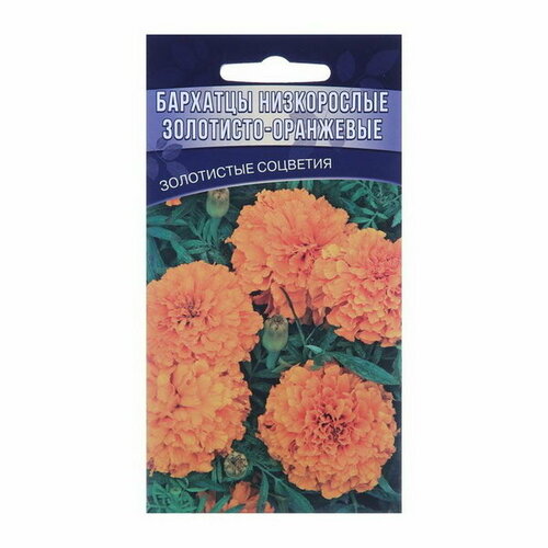 Семена цветов Бархатцы прямостоячие низкорослые Золотисто-оранжевые, 0.15 г