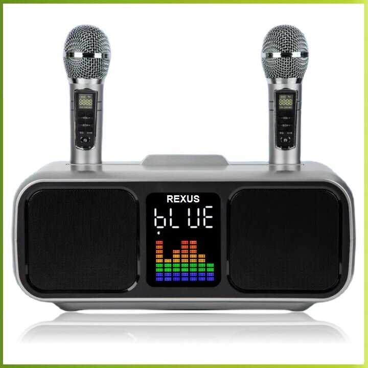 REXUS SD-318 (Gray) - беспроводная система караоке, 2 радиомикрофона, USB, Bluetooth, Optical, Coaxial