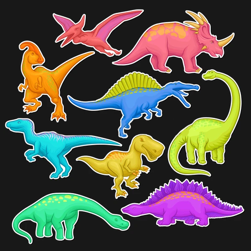 Наклейки стикеры Цветные динозавры