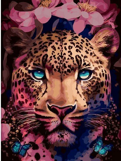 Цветочный леопард #496-AS Белоснежка Раскраска по номерам 30 х 40 см