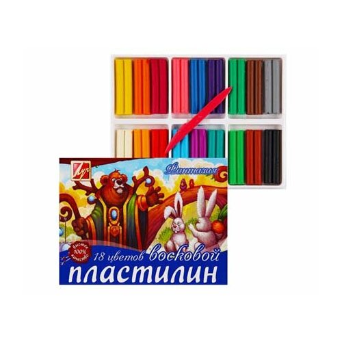 Пластилин 18 цв. Луч Фантазия восковой мягкий 315гр. 25С 1524-08 (2/14) луч пластилин мягкий восковой фантазия 24 цв арт 25с 1525 08 9