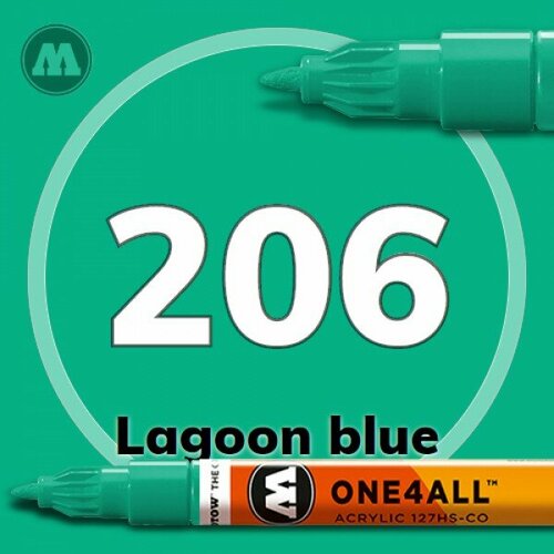 Маркер акриловый Molotow HS-C0 206 Голубая лагуна (Lagoon blue) 1.5 мм краска molotow premium baby blue полуглянцевая 400 мл