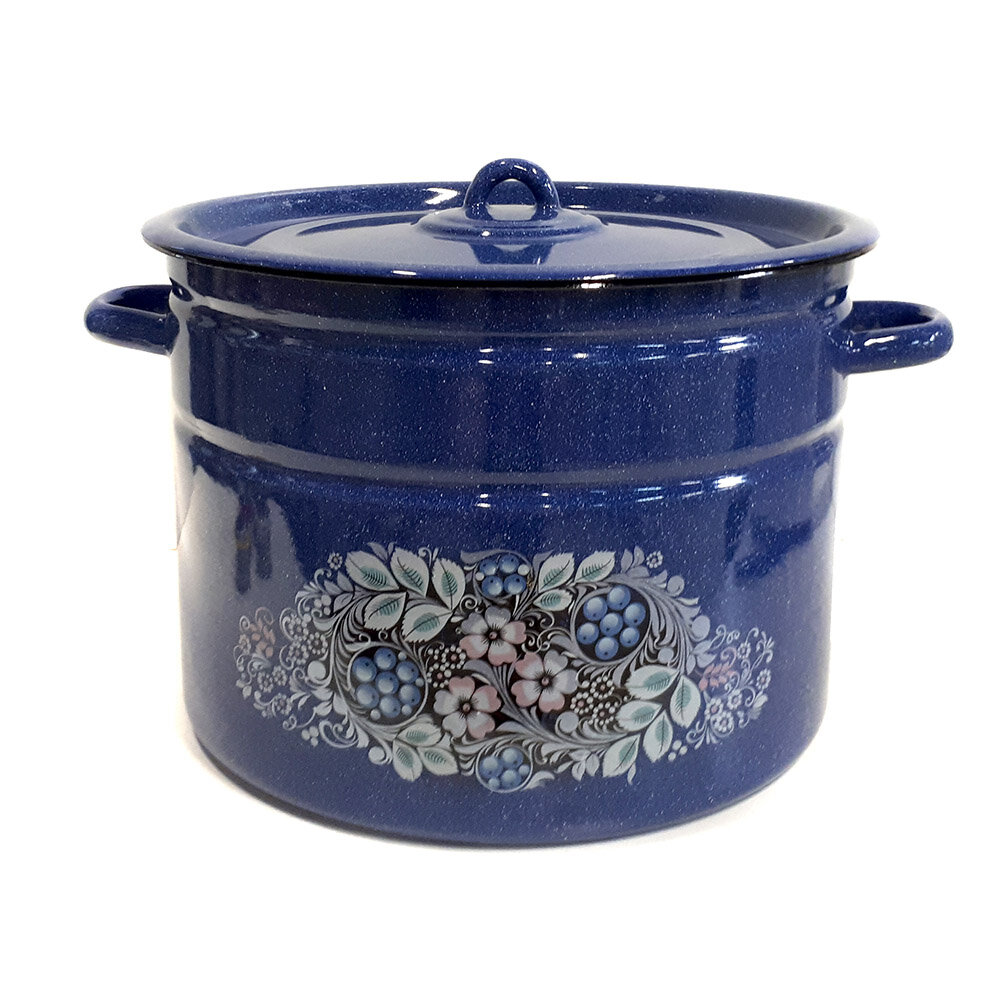 фото Кастрюля 12,5л цил. син. с зерн. Голубика 1с300с Эмалированная сталь стальэмаль