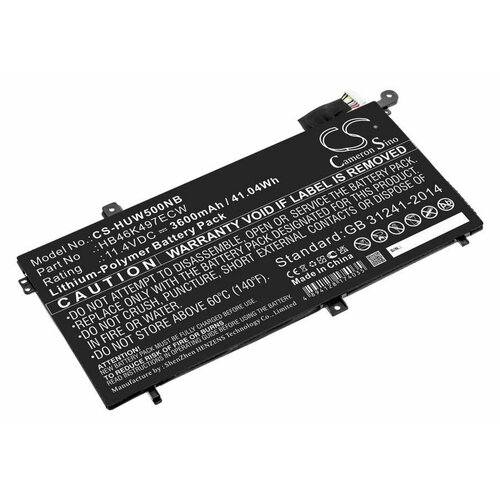 Аккумуляторная батарея CameronSino CS-HUW500NB для ноутбука Huawei MateBook D (2018) PL-W19, MRC-W60, p/n: HB46K497ECW (3600mAh)