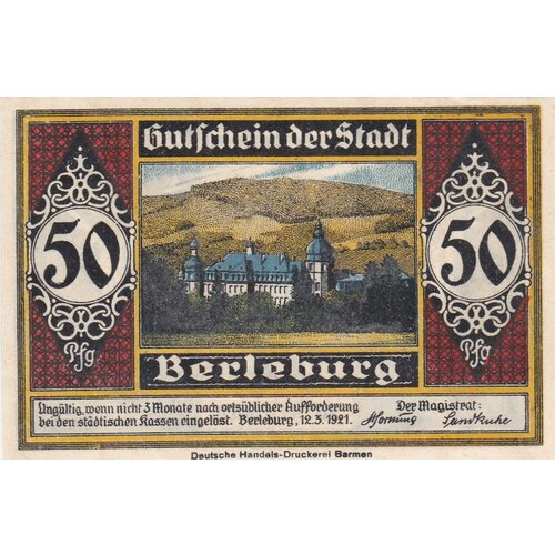 Германия (Веймарская Республика) Берлебург 50 пфеннигов 1921 г. германия веймарская республика крёльпа 50 пфеннигов 1921 г