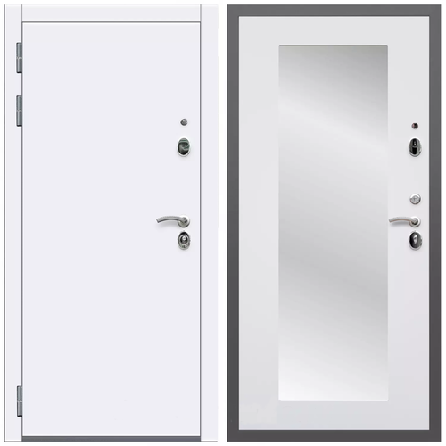Дверь входная Армада Кварц / ФЛЗ-Пастораль, Белый матовый МДФ панель 16 мм с зеркалом