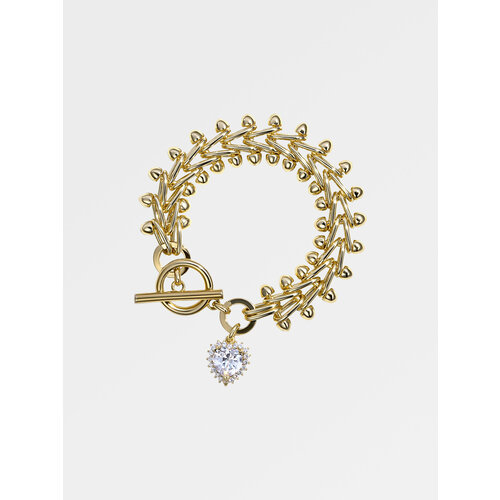 Браслет-цепочка RUSHEV, фианит, 1 шт., размер 19 см, размер one size, золотистый, белый