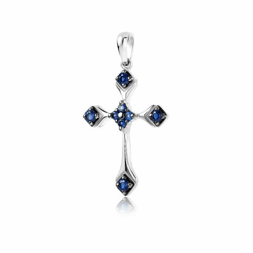 фото Подвеска valtera, белое золото, 585 проба, родирование, сапфир синтетический