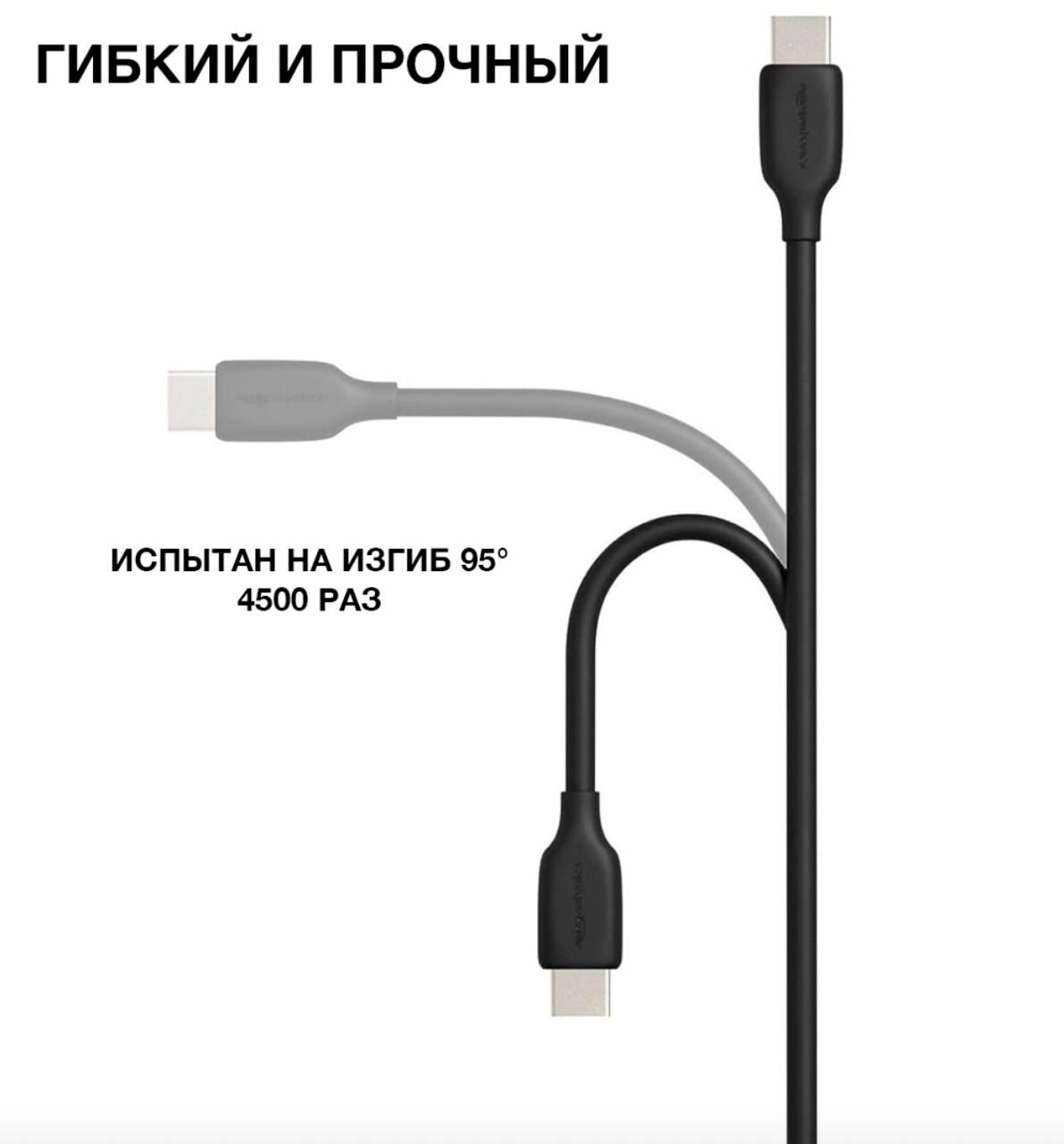 Кабель для зарядки смартфона USB Type-C - USB Type-C / Кабель для зарядки ноутбука / 2м 100w