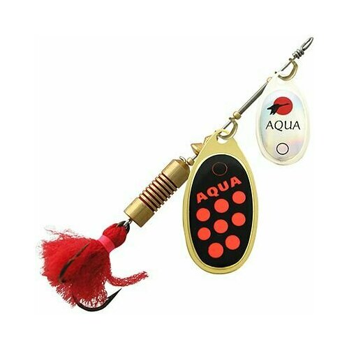 фото Блесна для рыбалки aqua double aglia 10,0g, лепестки № 1 + № 3, цвет dua-02 (серебро, золото, черный, красный), 1 штука