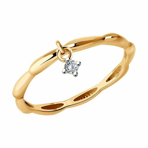 фото Кольцо diamant, серебро, 925 проба, золочение, фианит, размер 18