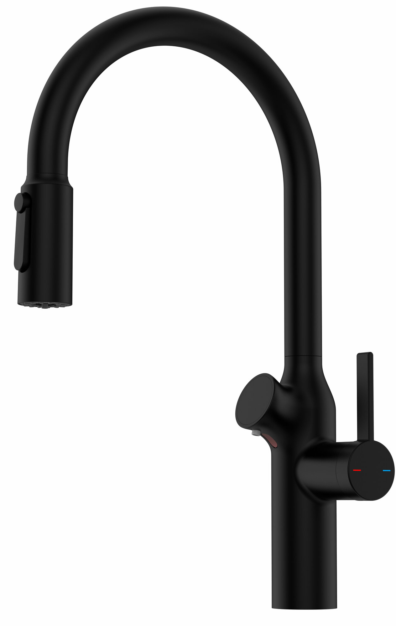 фото Cмеситель OULIN 8018 Black для фильтра, с выдвижным изливом + сенсорный дозатор