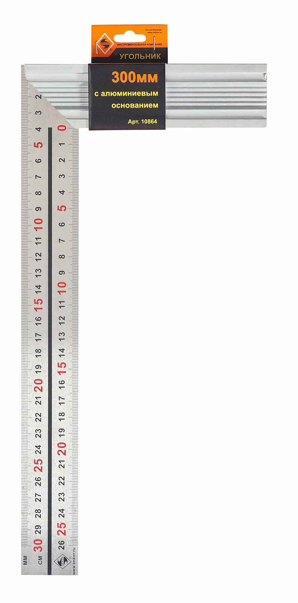 фото Угольник Энкор 10864 300 мм алюминиевое основание