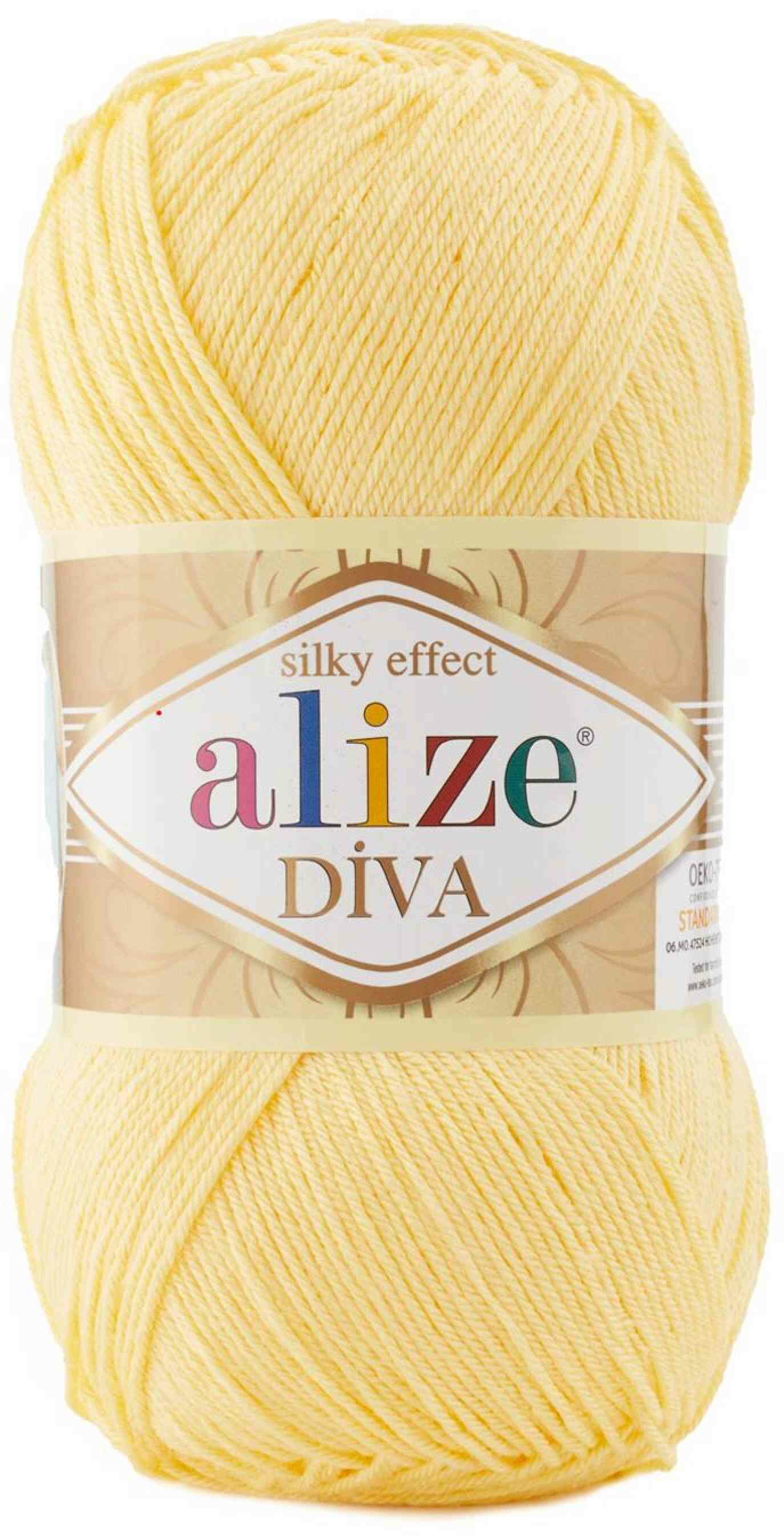 Пряжа Alize Diva светло-желтый (187), 100%микрофибра, 350м, 100г, 3шт