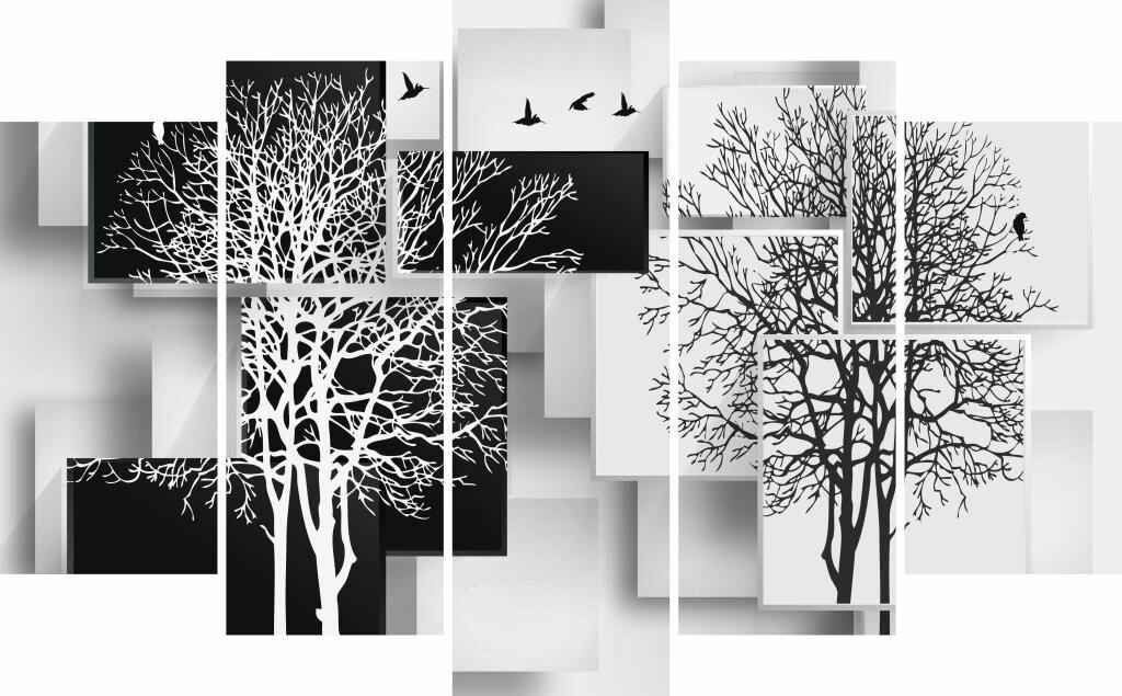 Модульная картина для интерьера на стену "Деревья абстракция" 80х140см