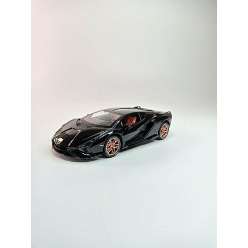 Коллекционная машинка игрушка металлическая Lamborghini с дымом для мальчиков масштабная модель 1:24 черный