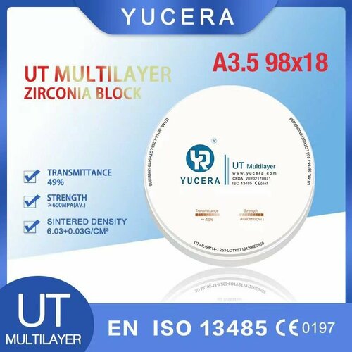 Стоматологический циркониевый блок Yucera UT Multilayer A3.5 98х18