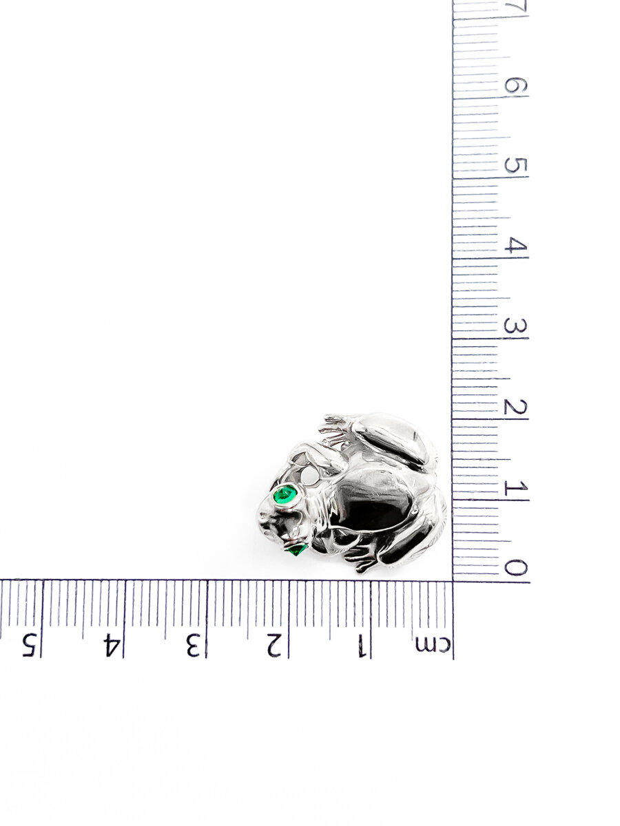 Брошь Кристалл Мечты Лягушка, золото, 925 проба, изумруд синтетический