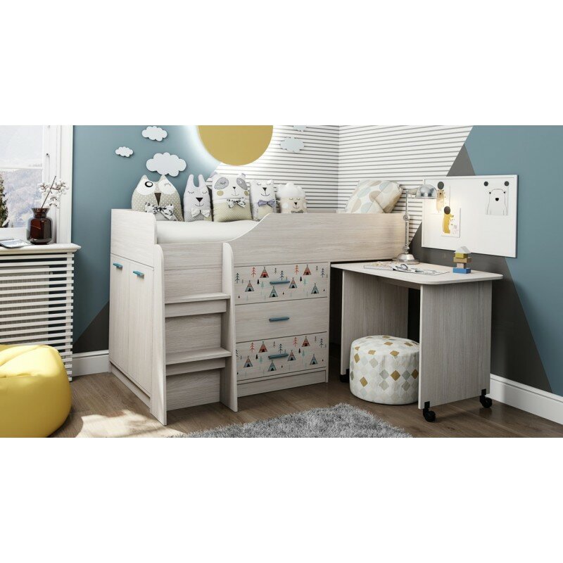 фото Кровать-чердак Каприз-5 (мини) с выкатным столом