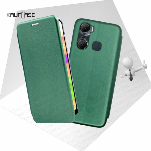 Чехол книжка KaufCase для телефона Infinix Hot 12 Pro (X668C) (6.6), темно-зеленый. Трансфомер чехол книжка kaufcase для телефона infinix hot 20 x6826b 6 82 темно зеленый трансфомер