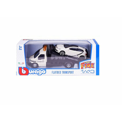 Эвакуатор Bburago STREET FIRE FLATBED TRANSPORT 1:43 бежевый 18-31400 qcdin 2pcs for alfa romeo led car welcome light courtesy door logo light for alfa romeo giulietta 159 giulia mito stelvio brera