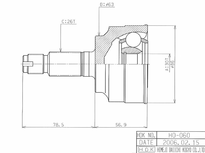 HO-060 Шрус наружный HONDA ACCORD K20A/K24A/03-