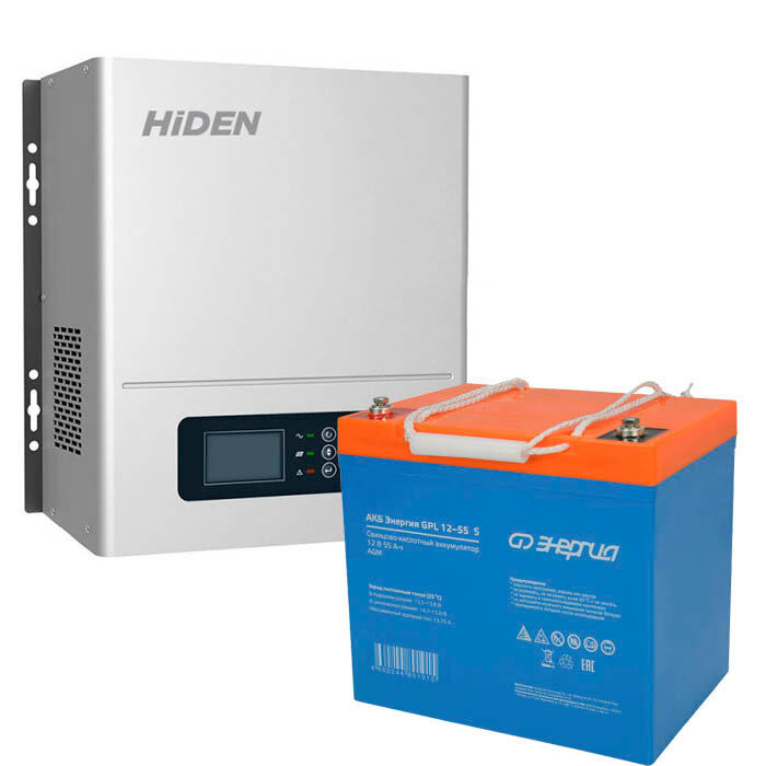 Комплект ИБП для котла Hiden Control HPS20-0612N настенный + Аккумулятор GPL S 55 Ач 300Вт-120мин