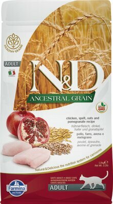 Farmina N&D ANCESTRAL GRAIN сухой корм для кошек (курица, спельта, овес, гранат) 1,5 кг