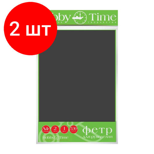 Комплект 2 упаковок, Фетр 4мм, 530 Г/М. Кв, Ф. А4, 19.5Х28.8См, 2 Листа Черный 2-156/14 комплект 12 упаковок фетр 4мм 530 г м кв ф а4 19 5х28 8см 2 листа черный 2 156 14