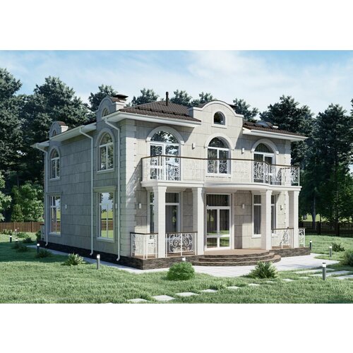 Проект красивого двухэтажного дома с большими балконами S-240 иноческое келейное правило