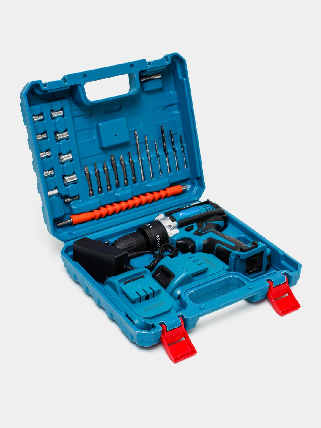 Шуруповерт ударный, 2 скорости, зарядка на 2 Аккумулятора, 18V, 25 Нм, с кейсом — фото 1