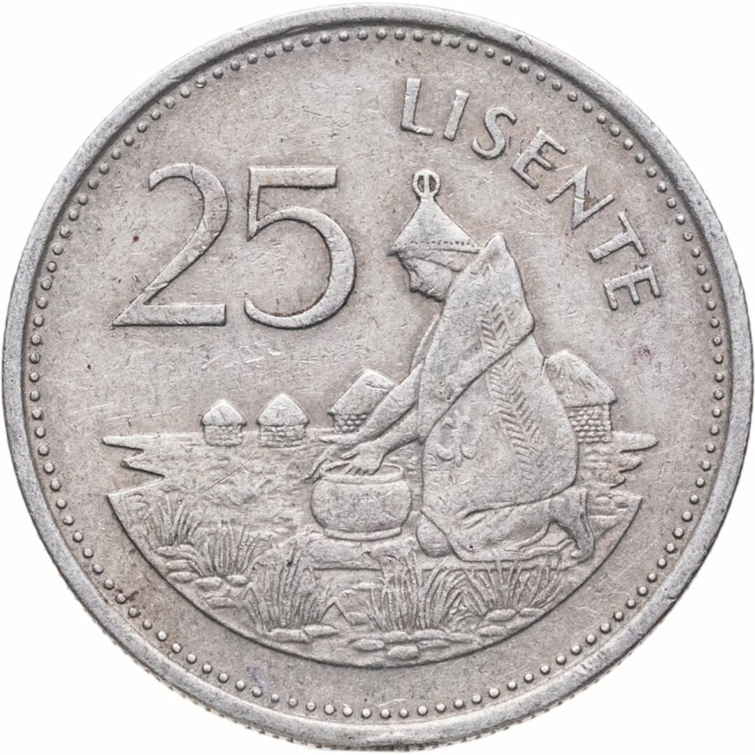 Лесото 25 лисенте lisente 1979, Латунь, в сохранности VF-XF