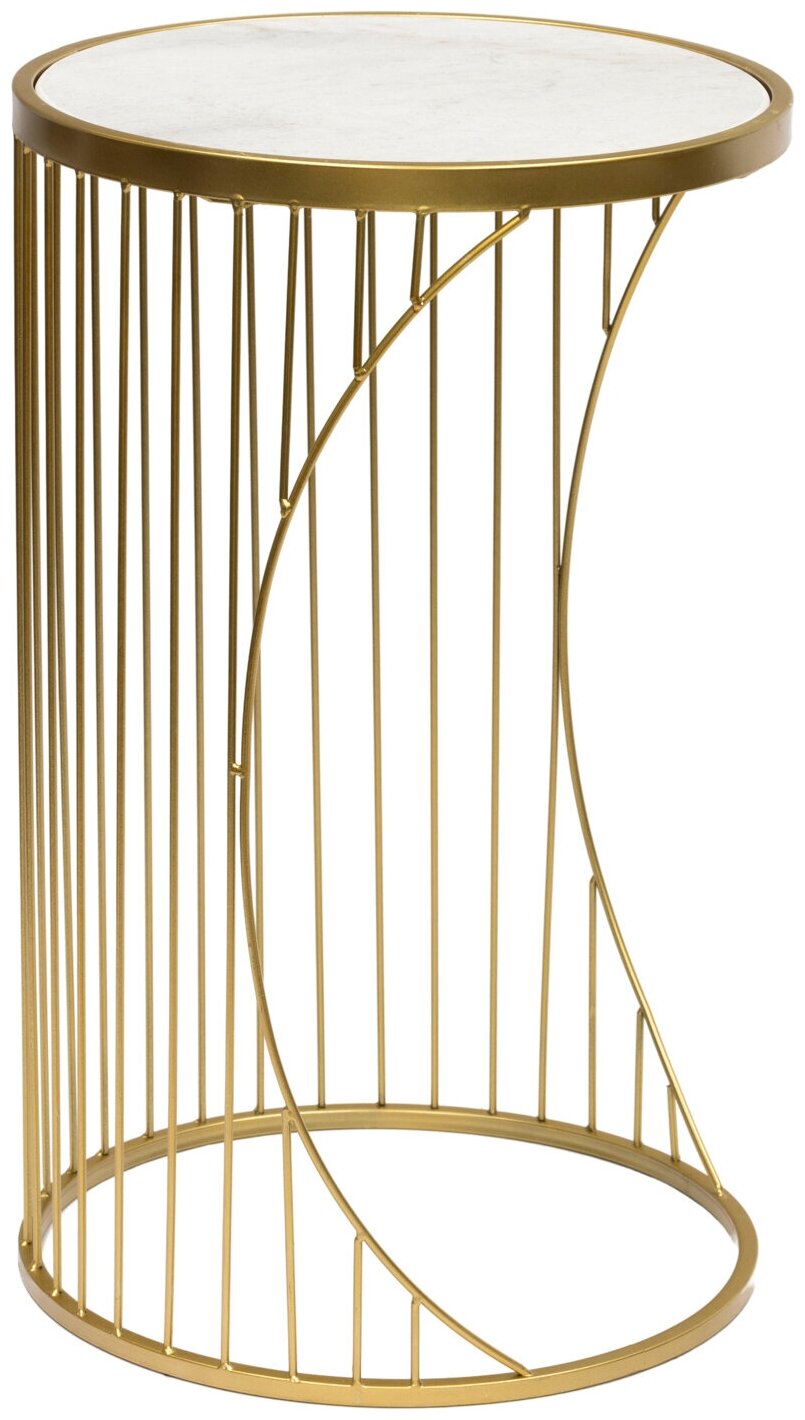 фото 54-055 Столик интерьерный с белым мрамором 35х35х56см, Glasar