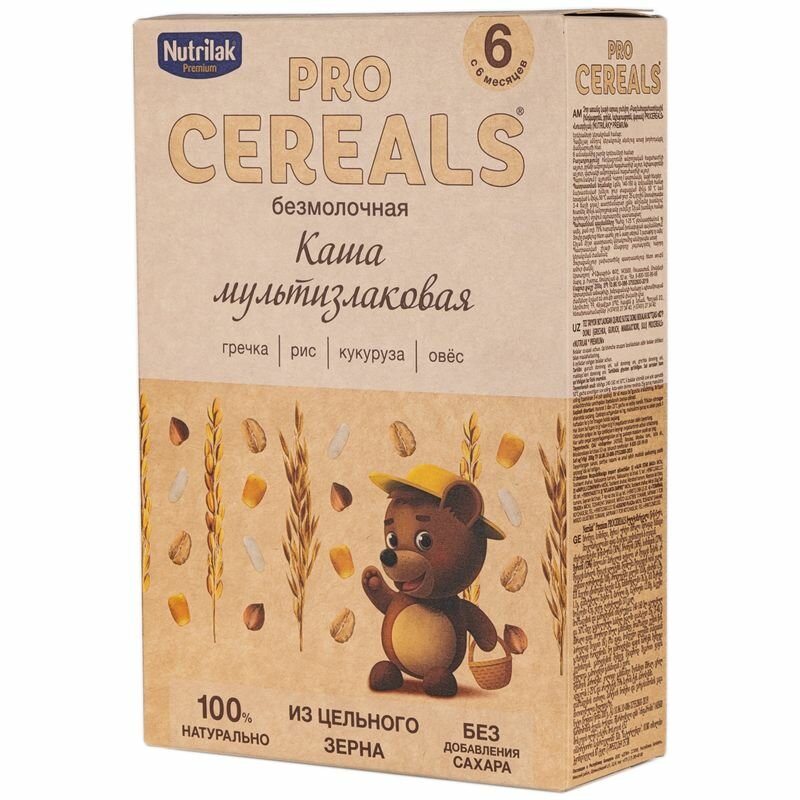 Каша мультизлаковая Nutrilak Premium Pro Cereals цельнозерновая безмолочная, 200гр - фото №16