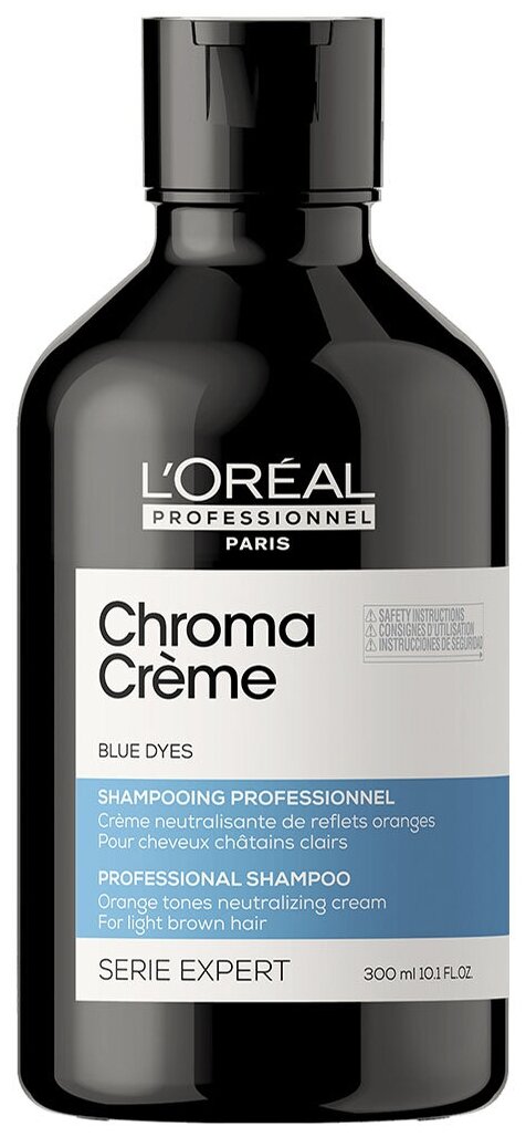Шампунь-крем LOREAL PROFESSIONNEL Chroma Creme с синим пигментом для нейтрализации оранжевого оттенка русых и светло-коричневых волос, 300 мл