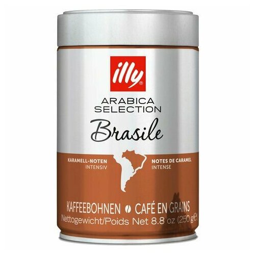 Кофе в зернах ILLY "Brasil" италия, 250 г, в жестяной банке, арабика 100%, италия, 7006