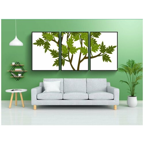 фото Набор модулных постеров для интерьера "дерево, зеленый, листья" 60x90 см. в тубусе, без рамки lotsprints